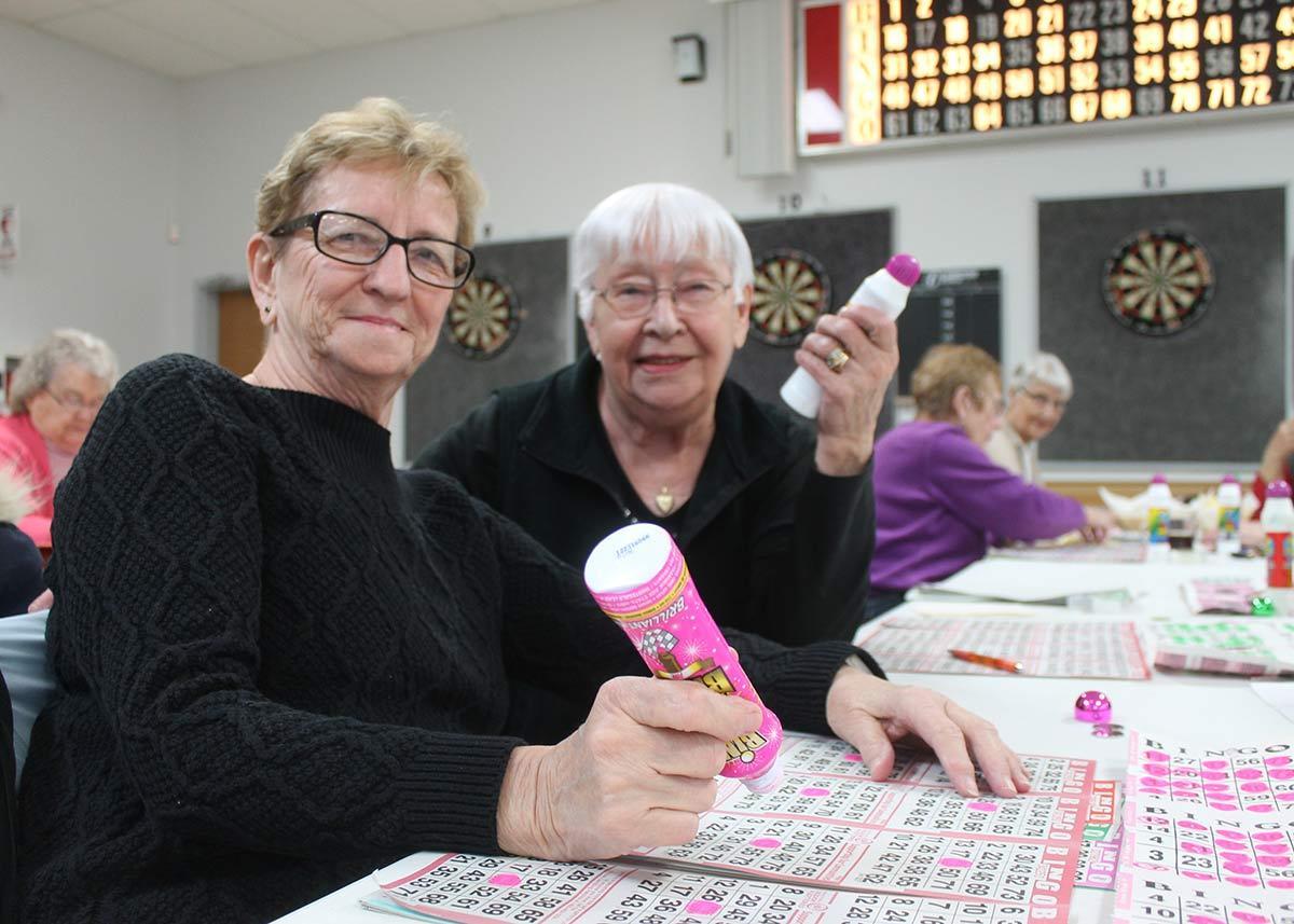 Two women playing Bingo at the Lac du Bonnet Legion Branch 164.