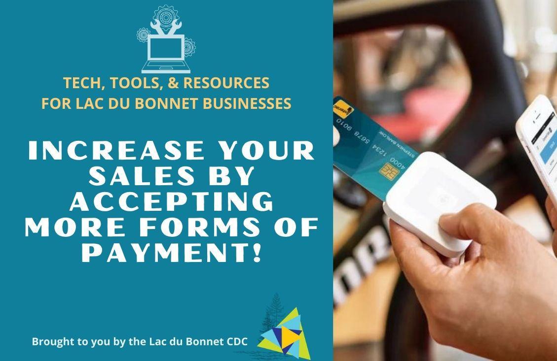 Slide title: Increase your sales by accepting more forms of payment. Image of a customer using a square reader for payment.
