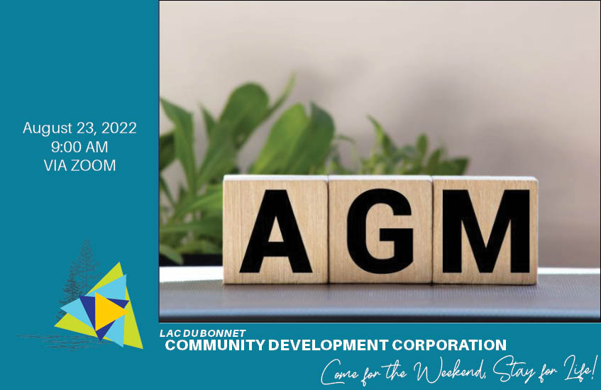 2022 LdB CDC AGM Slide Graphic with letters AGM on scrabble tiles.