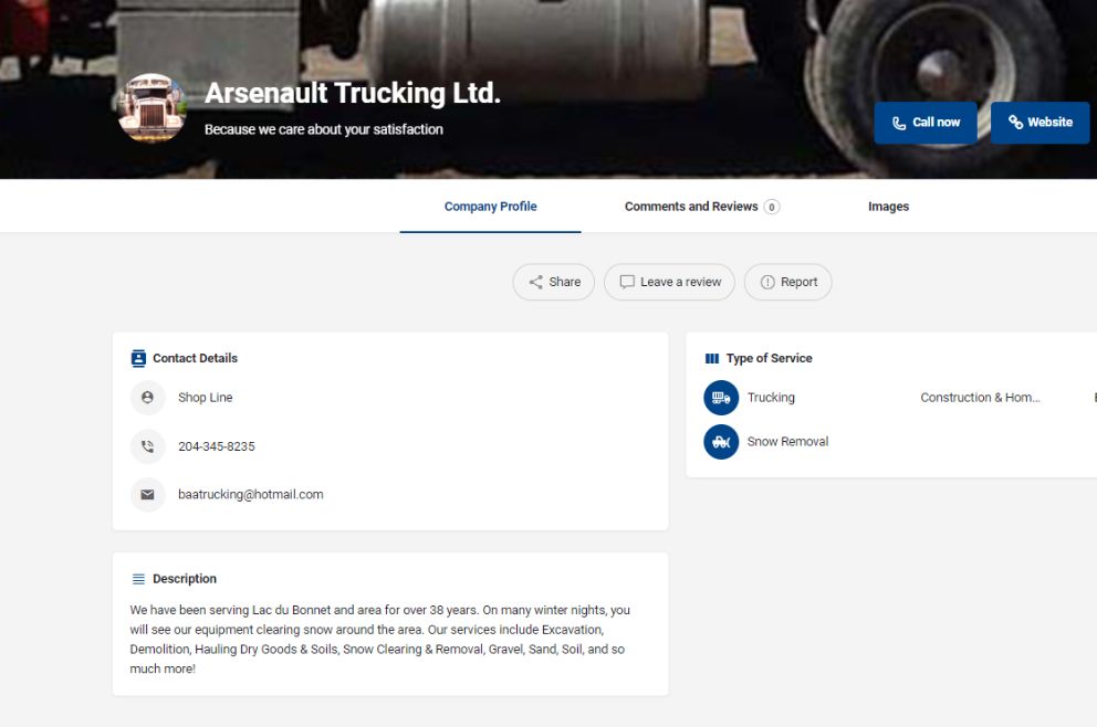Image of Arsenault Trucking's listing on the Business Directory