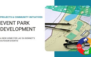 Title slide showing an image of landscape design depicting the development of an Event Park.
