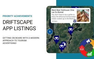 Graphic of the Driftscape app showcasing the Black Bear Golf Club listing.