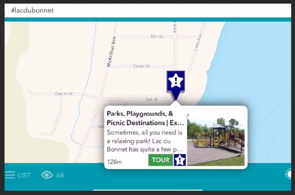 A picture of the Driftscape app featuring Parks, Playgrounds, and Picnic Destinations listing.