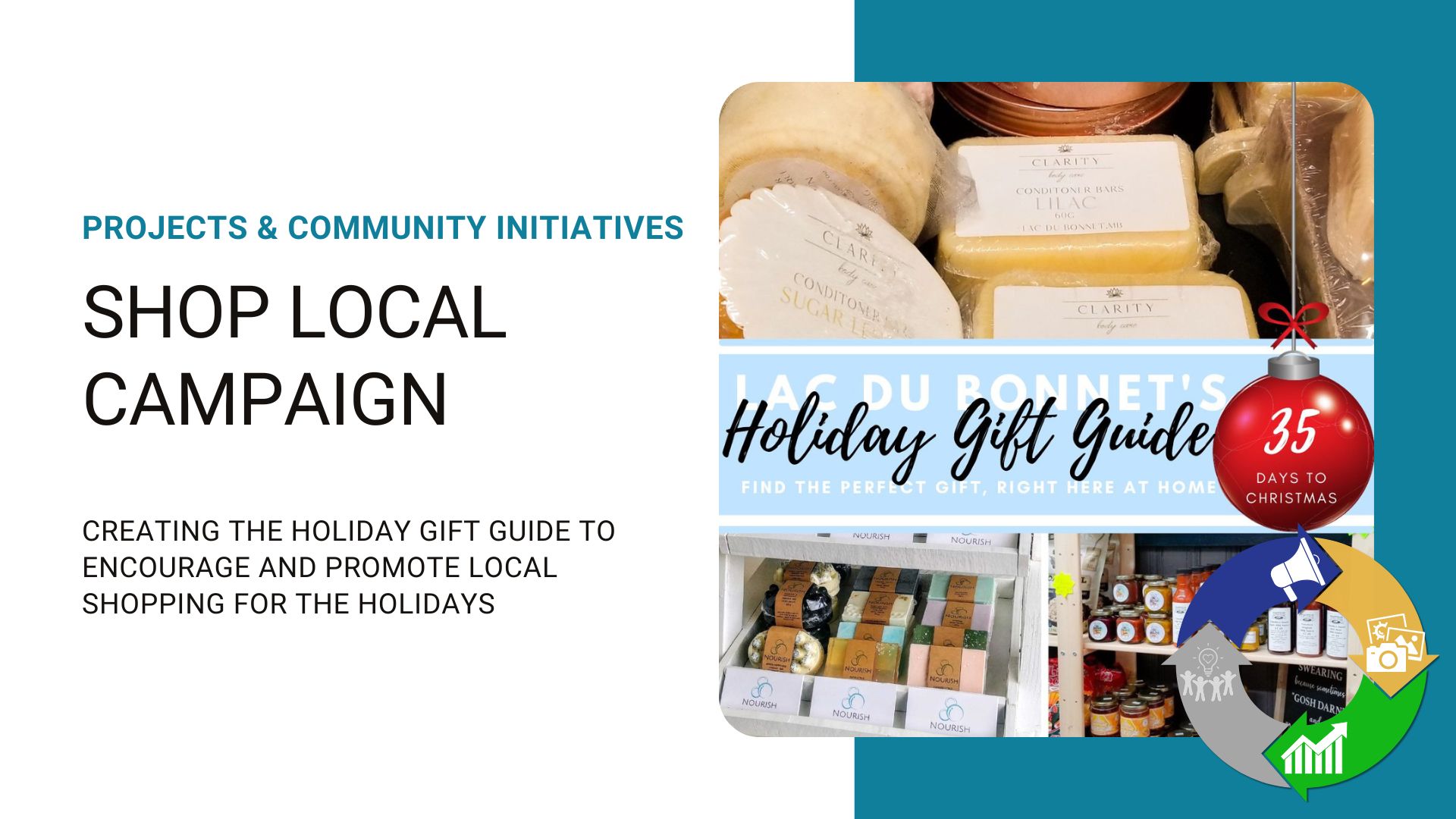 Project slide showing design with homemade products used during the Holiday Gift Guide.