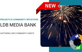 Image with project title and picture of fireworks depicting the development of the LdB Media Bank.