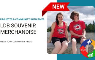 Graphic promoting LdB Souvenir Merchandise with a young boy and young woman.